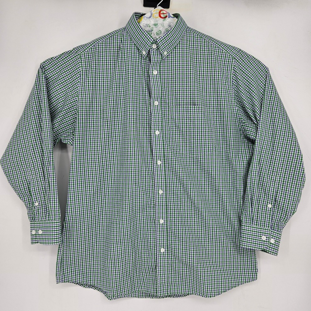 Heritage‎ House Shirt Mens XL Custom Tailor Button Down Casual Gingham Green